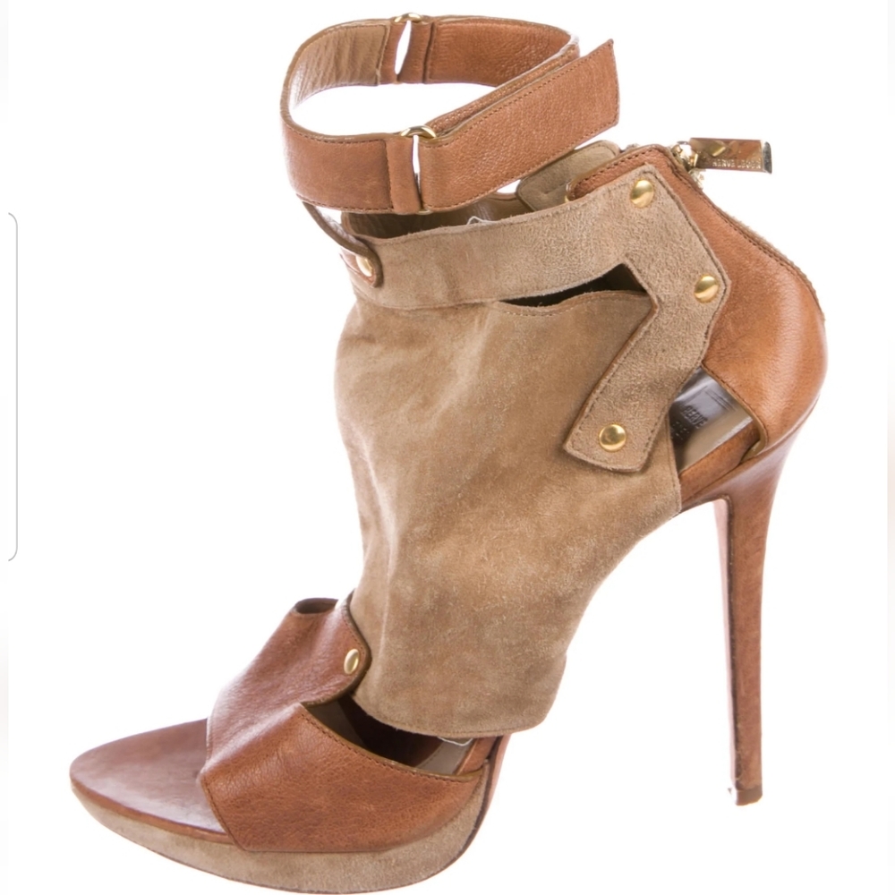 HERVE LEGER HALIA LEATHER & SUEDE BOOTIE PUMPS.....Size 8